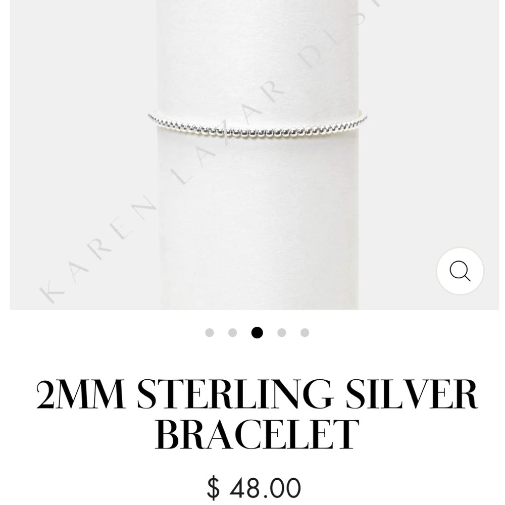 Karen Lazar Sterling Silver Bracelet strung on elastic cord